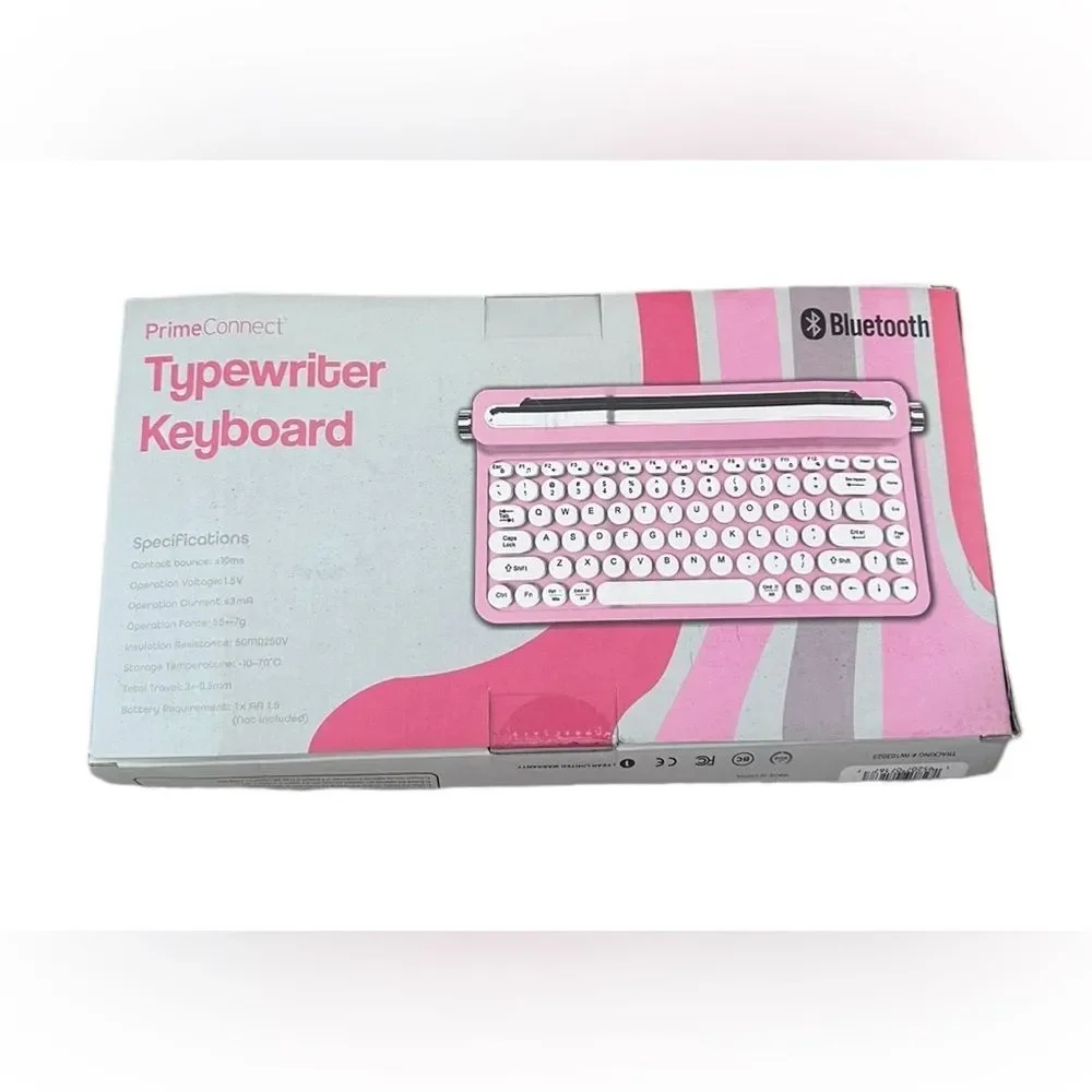 PrimeConnect Bluetooth Pink Typewriter Keyboard NEW